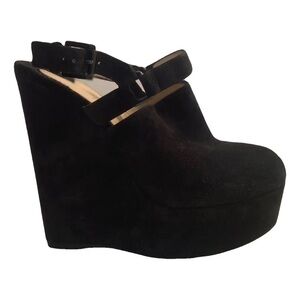 Women's CHRISTIAN LOUBOUTIN Black Suede Wedges